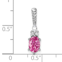 14K White Gold Polish Diamond & Lab Created Pink Sapphire Twisted Chain Sli-PM9791-CPS-009-WAA
