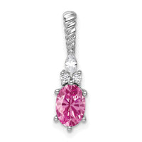 14K White Gold Polish Diamond & Lab Created Pink Sapphire Twisted Chain Sli-PM9791-CPS-009-WAA