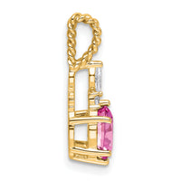 14K Polish Diamond & Lab Created Pink Sapphire Twisted Chain Slide-PM9791-CPS-009-YAA