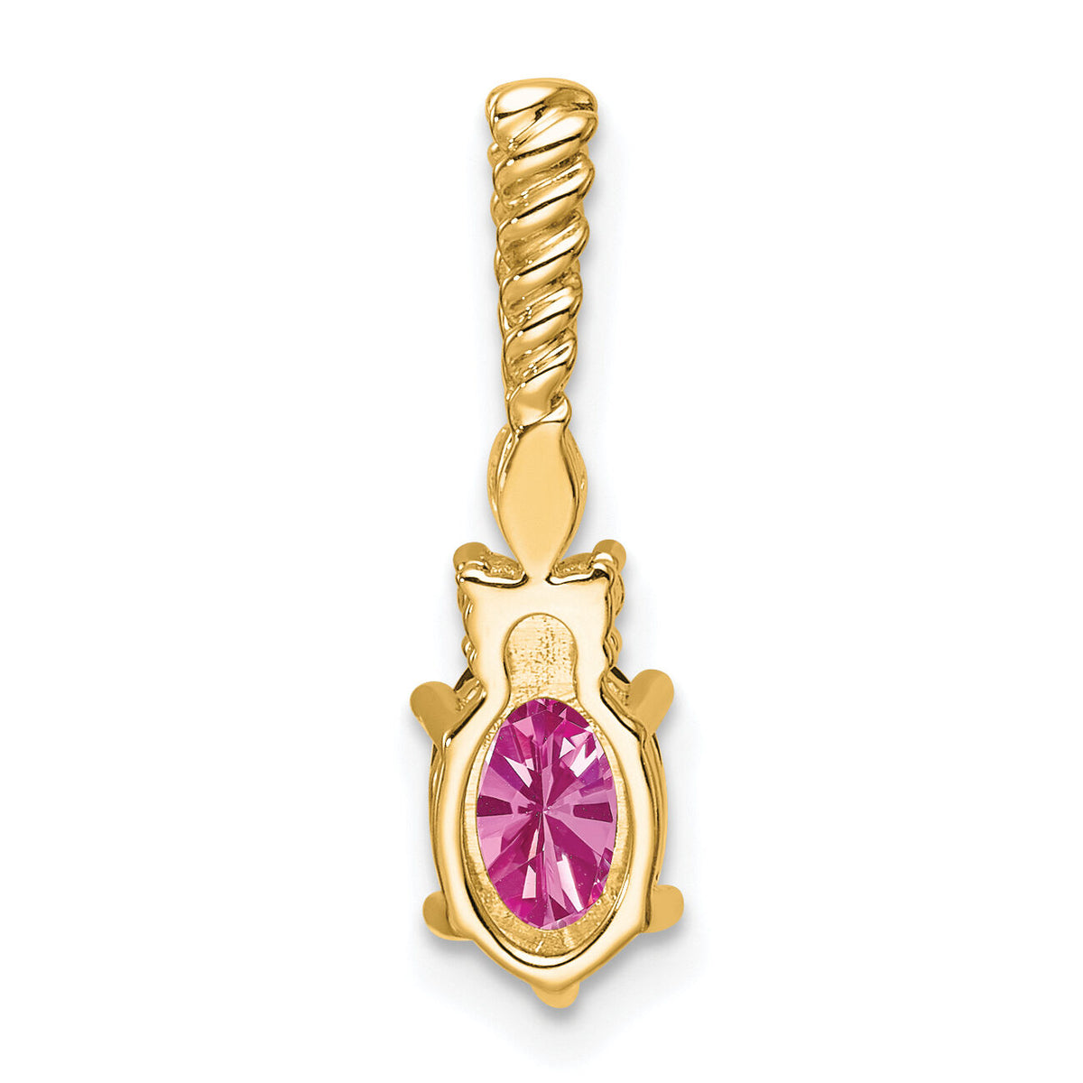 14K Polish Diamond & Lab Created Pink Sapphire Twisted Chain Slide-PM9791-CPS-009-YAA