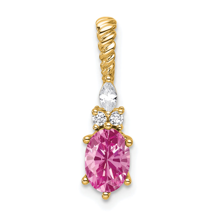 14K Polish Diamond & Lab Created Pink Sapphire Twisted Chain Slide-PM9791-CPS-009-YAA