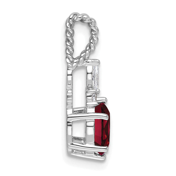 14K White Gold Polished Diamond and Lab Created Ruby Twisted Chain Slide-PM9791-CRU-009-WAA