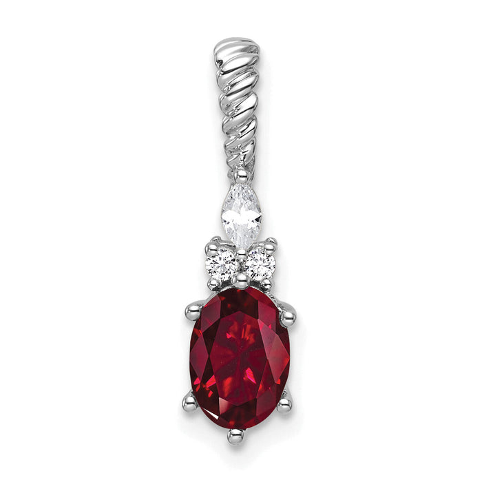 14K White Gold Polished Diamond and Lab Created Ruby Twisted Chain Slide-PM9791-CRU-009-WAA