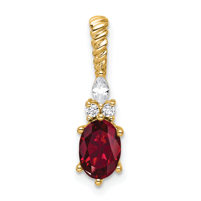 14K Polished Diamond and Lab Created Ruby Twisted Chain Slide-PM9791-CRU-009-YAA