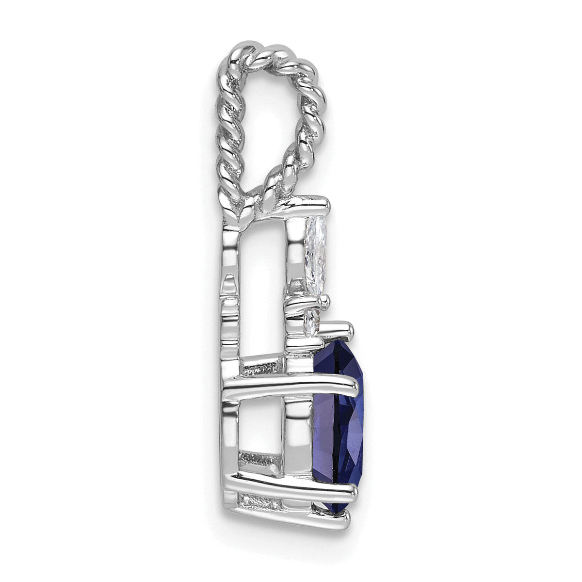 14K White Gold Polish Diamond and Lab Created Sapphire Twisted Chain Slide-PM9791-CSA-009-WAA