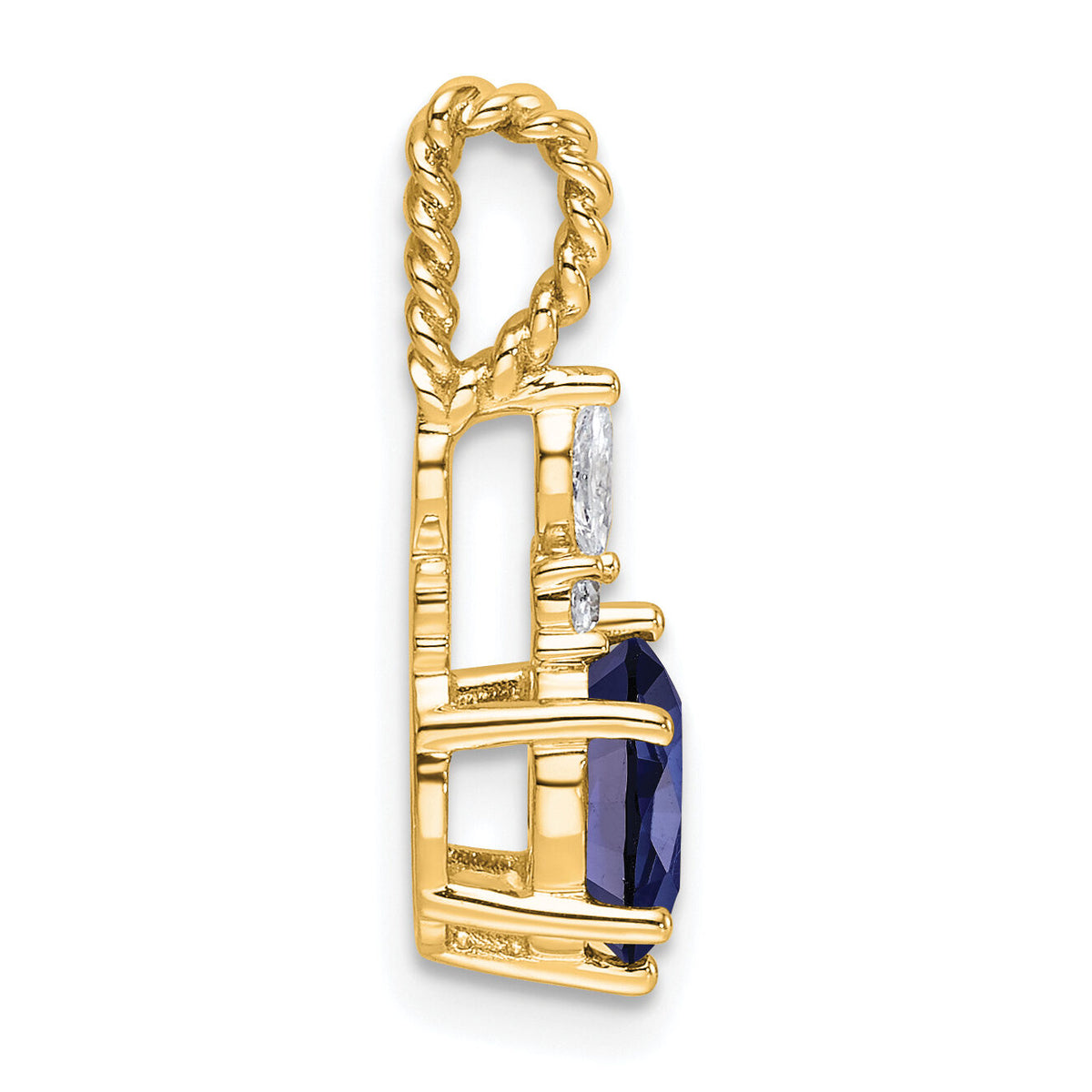 14K Polish Diamond and Lab Created Sapphire Twisted Chain Slide-PM9791-CSA-009-YAA
