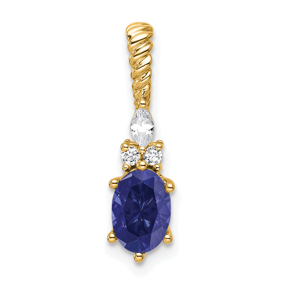 14K Polish Diamond and Lab Created Sapphire Twisted Chain Slide-PM9791-CSA-009-YAA