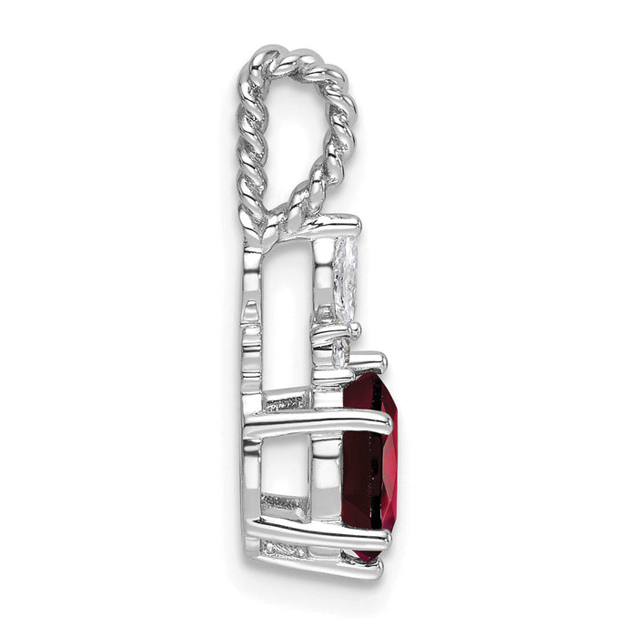 14K White Gold Polished Diamond and Garnet Twisted Chain Slide-PM9791-GA-009-WAA