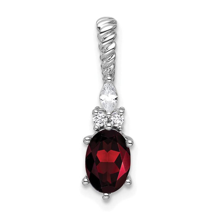 14K White Gold Polished Diamond and Garnet Twisted Chain Slide-PM9791-GA-009-WAA