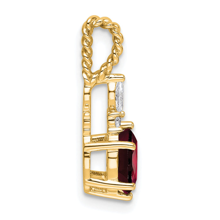 14K Polished Diamond and Garnet Twisted Chain Slide-PM9791-GA-009-YAA