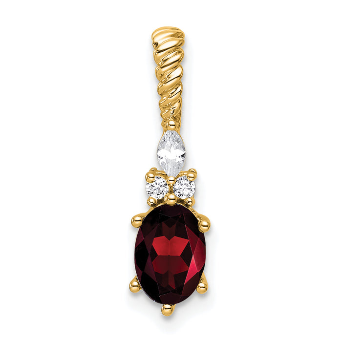 14K Polished Diamond and Garnet Twisted Chain Slide-PM9791-GA-009-YAA