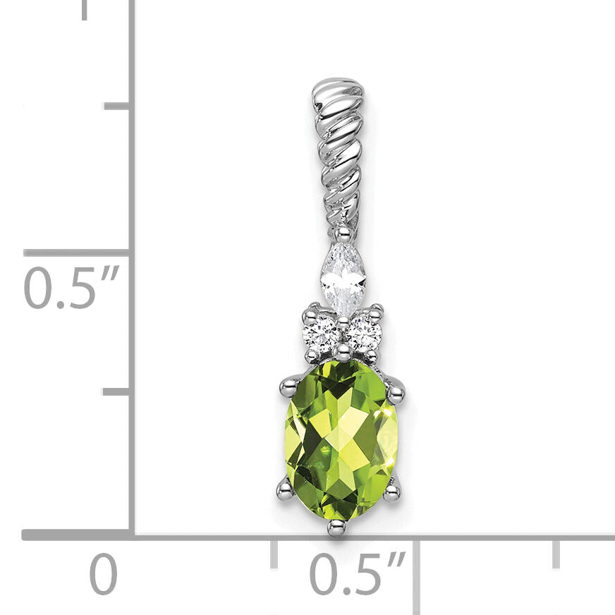 14K White Gold Polished Diamond and Peridot Twisted Chain Slide-PM9791-PE-009-WAA