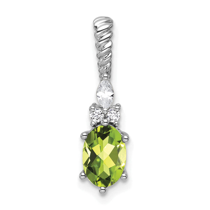 14K White Gold Polished Diamond and Peridot Twisted Chain Slide-PM9791-PE-009-WAA
