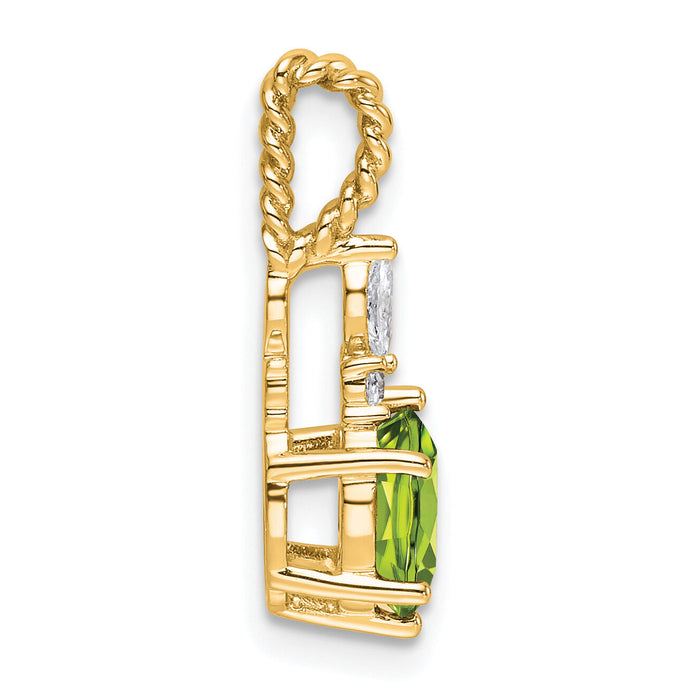 14K Polished Diamond and Peridot Twisted Chain Slide-PM9791-PE-009-YAA