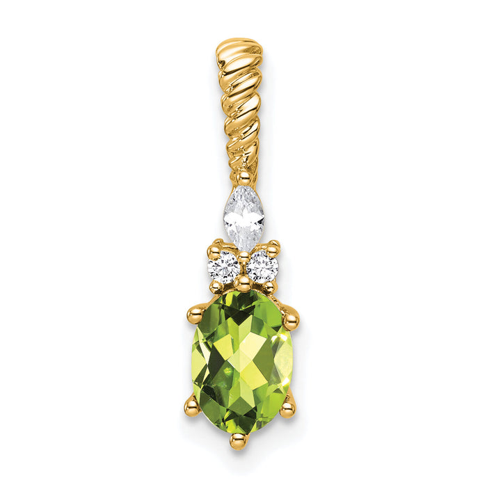 14K Polished Diamond and Peridot Twisted Chain Slide-PM9791-PE-009-YAA