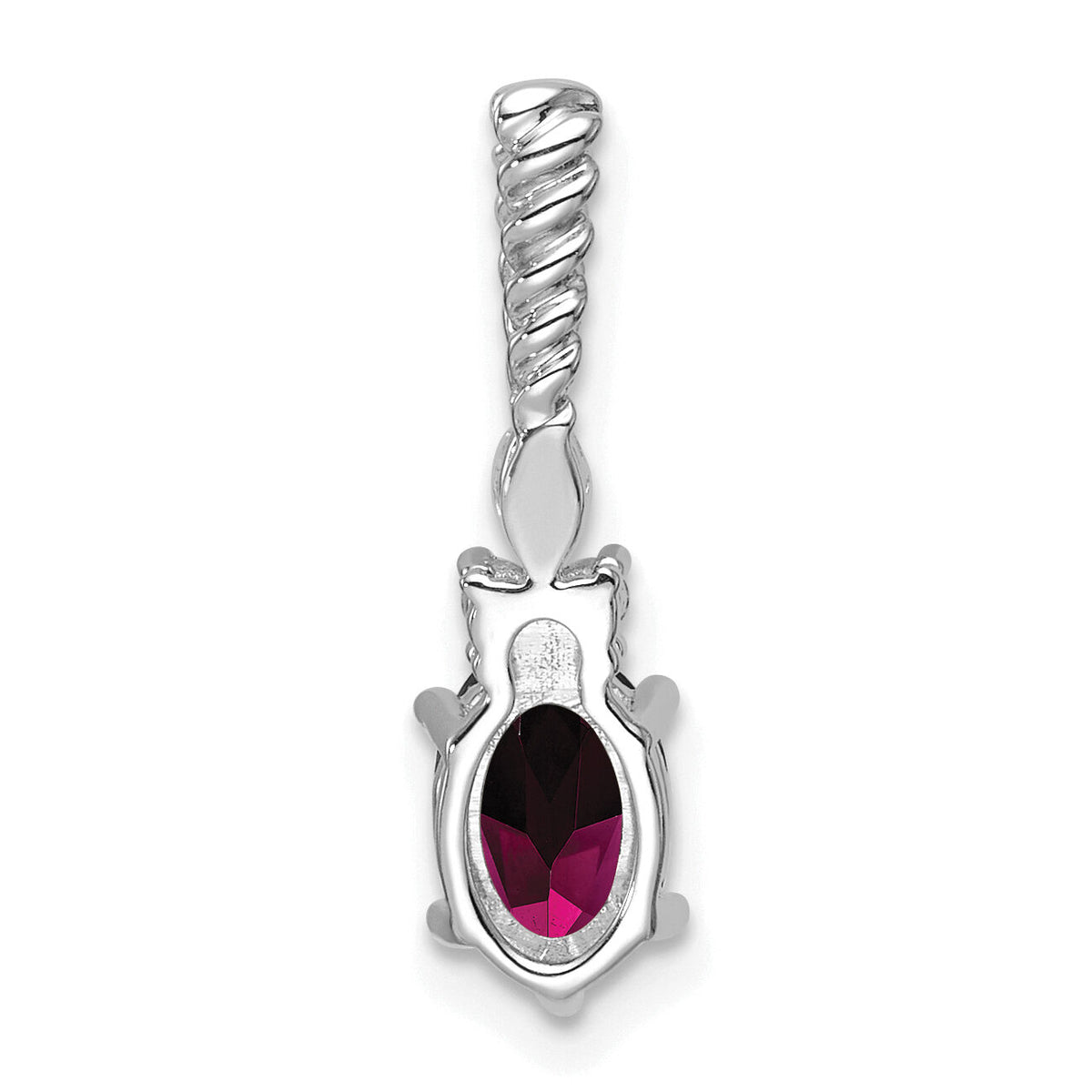 14K White Gold Polished Diamond and Rhodolite Garnet Twisted Chain Slide-PM9791-RG-009-WAA