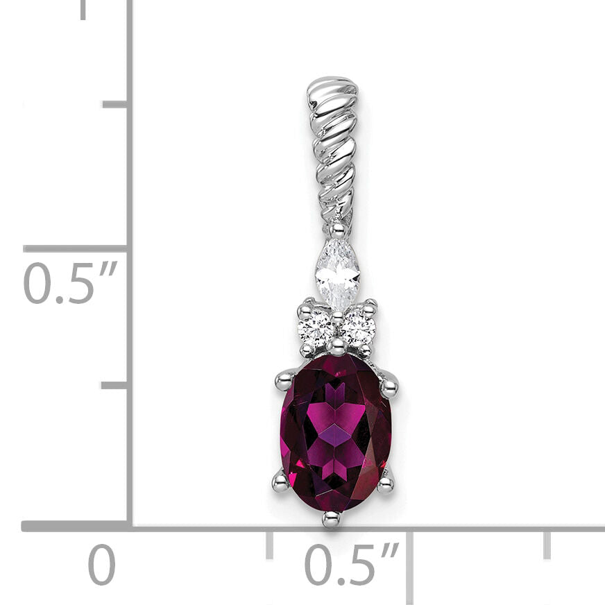 14K White Gold Polished Diamond and Rhodolite Garnet Twisted Chain Slide-PM9791-RG-009-WAA