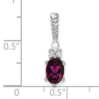14K White Gold Polished Diamond and Rhodolite Garnet Twisted Chain Slide-PM9791-RG-009-WAA