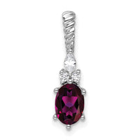 14K White Gold Polished Diamond and Rhodolite Garnet Twisted Chain Slide-PM9791-RG-009-WAA