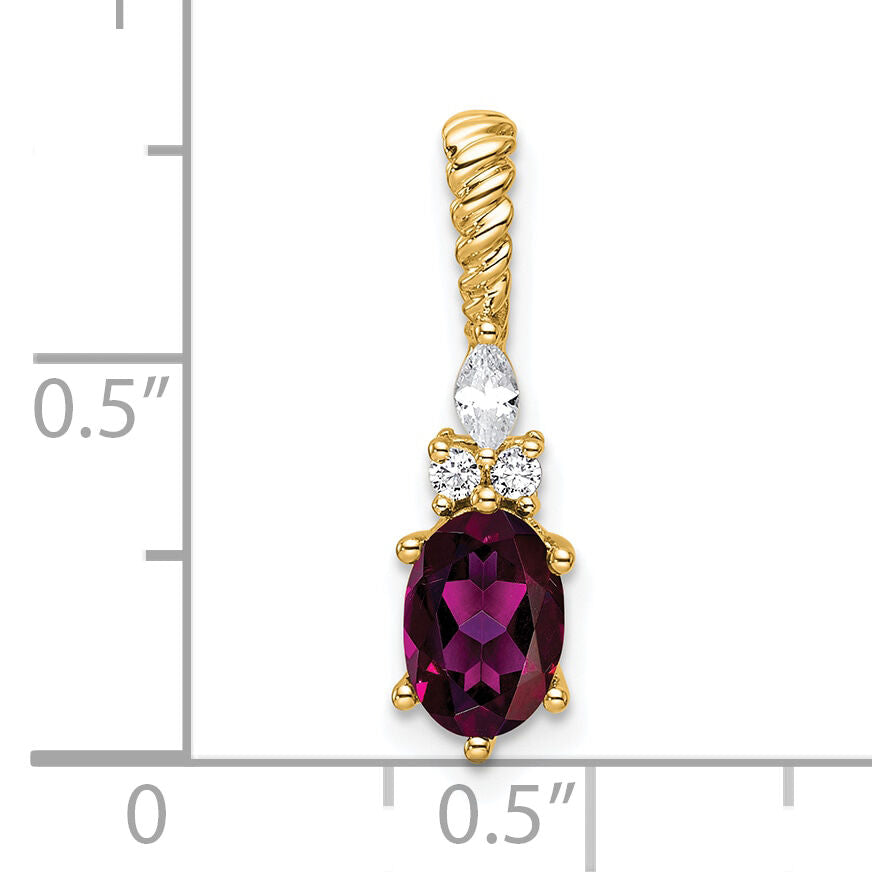 14K Polished Diamond and Rhodolite Garnet Twisted Chain Slide-PM9791-RG-009-YAA