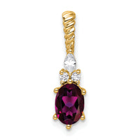 14K Polished Diamond and Rhodolite Garnet Twisted Chain Slide-PM9791-RG-009-YAA
