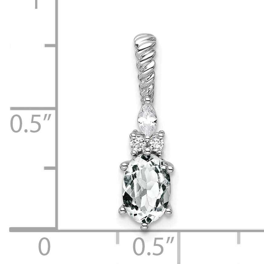 14K White Gold Polished Diamond and White Topaz Twisted Chain Slide-PM9791-WT-009-WAA