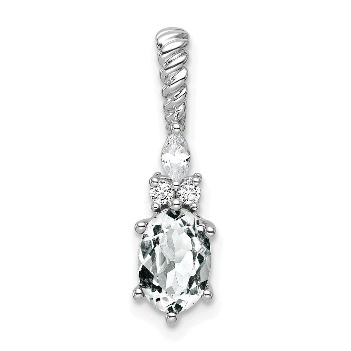 14K White Gold Polished Diamond and White Topaz Twisted Chain Slide-PM9791-WT-009-WAA
