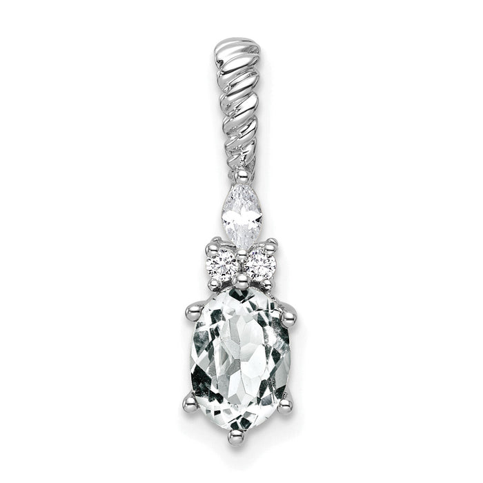 14K White Gold Polished Diamond and White Topaz Twisted Chain Slide-PM9791-WT-009-WAA