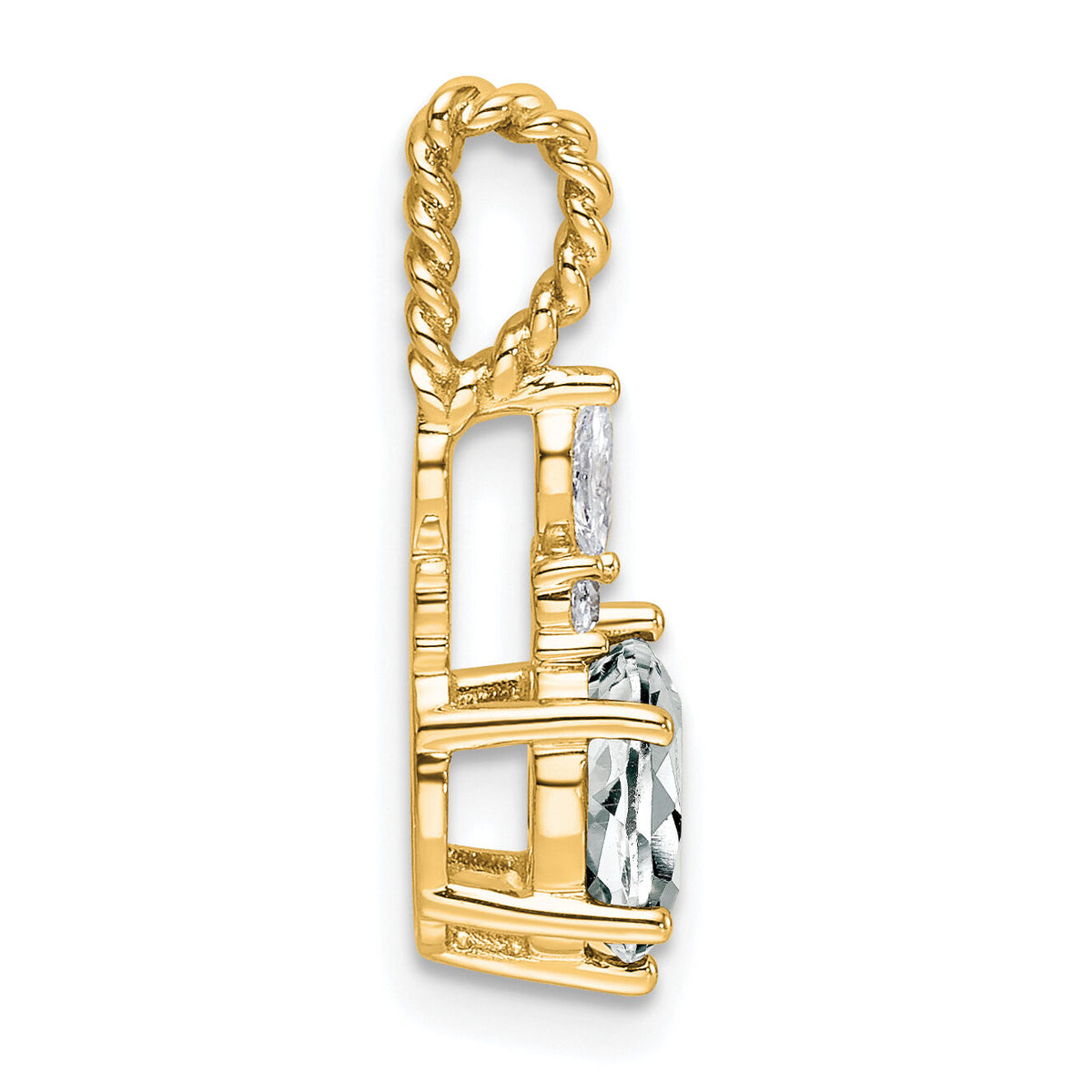 14K Polished Diamond and White Topaz Twisted Chain Slide-PM9791-WT-009-YAA