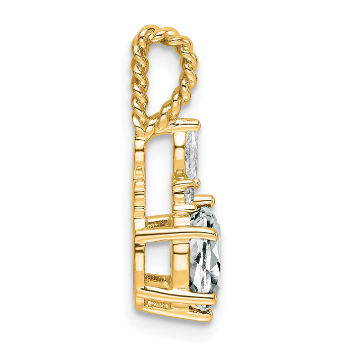 14K Polished Diamond and White Topaz Twisted Chain Slide-PM9791-WT-009-YAA