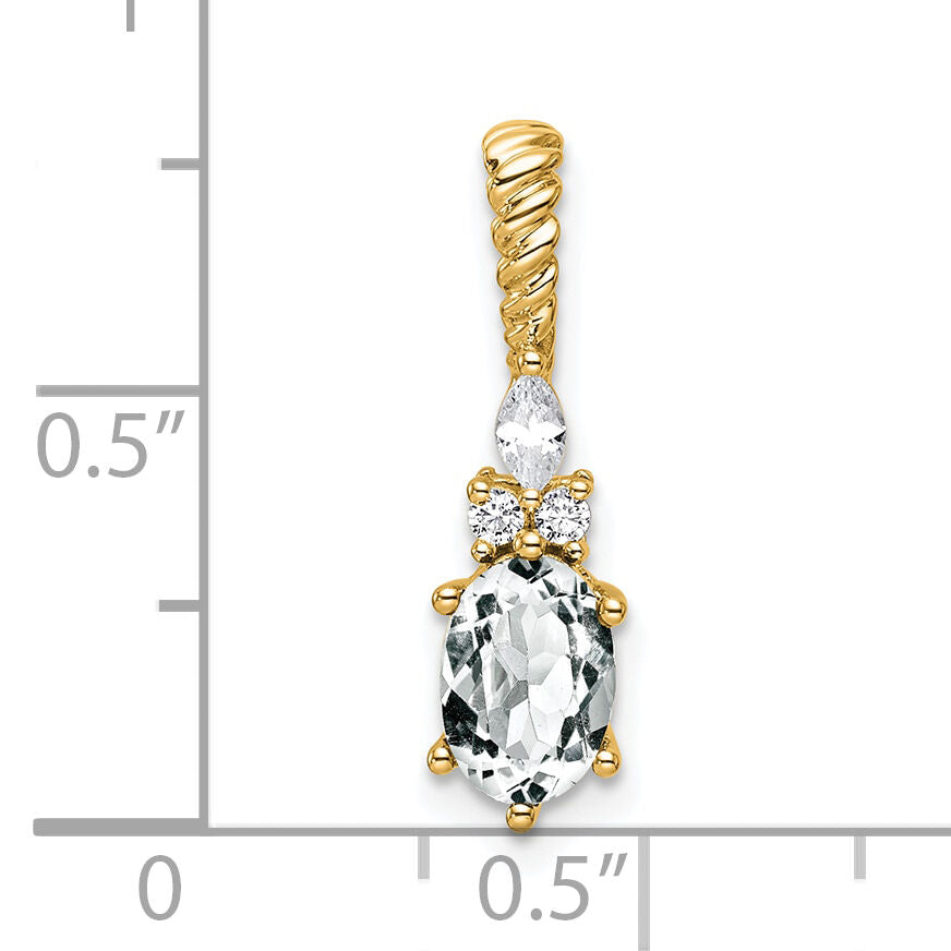 14K Polished Diamond and White Topaz Twisted Chain Slide-PM9791-WT-009-YAA