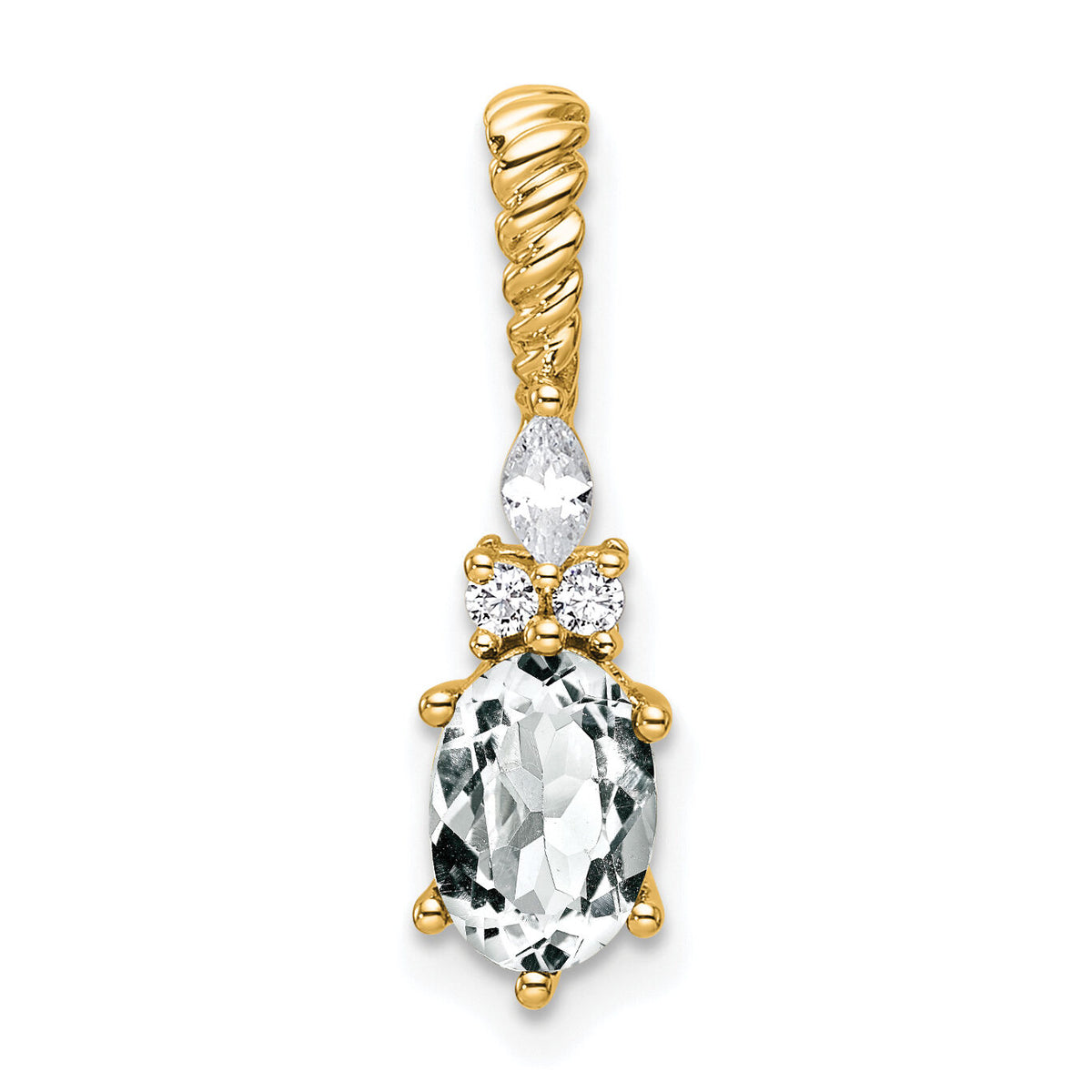 14K Polished Diamond and White Topaz Twisted Chain Slide-PM9791-WT-009-YAA