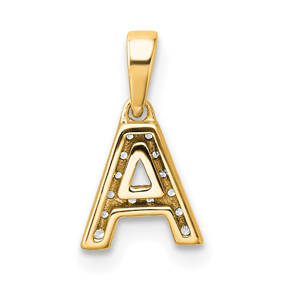 14K  Diamond Letter A Initial with Bail Pendant-PM9797A-006-YA