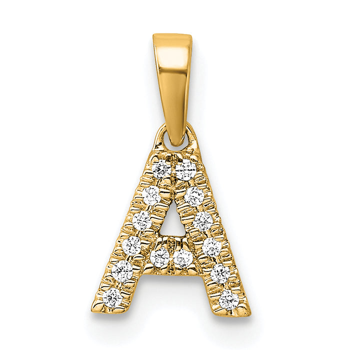 14K  Diamond Letter A Initial with Bail Pendant-PM9797A-006-YA
