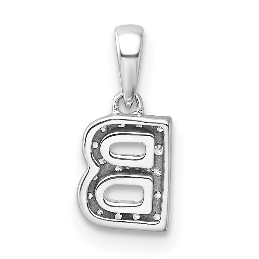 14K  White Gold Diamond Letter B Initial with Bail Pendant-PM9797B-009-WA