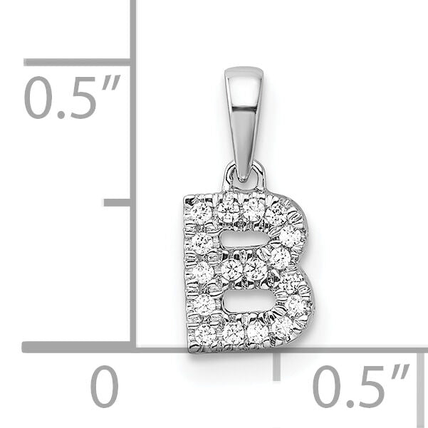 14K  White Gold Diamond Letter B Initial with Bail Pendant-PM9797B-009-WA
