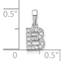 14K  White Gold Diamond Letter B Initial with Bail Pendant-PM9797B-009-WA