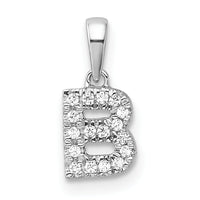 14K  White Gold Diamond Letter B Initial with Bail Pendant-PM9797B-009-WA