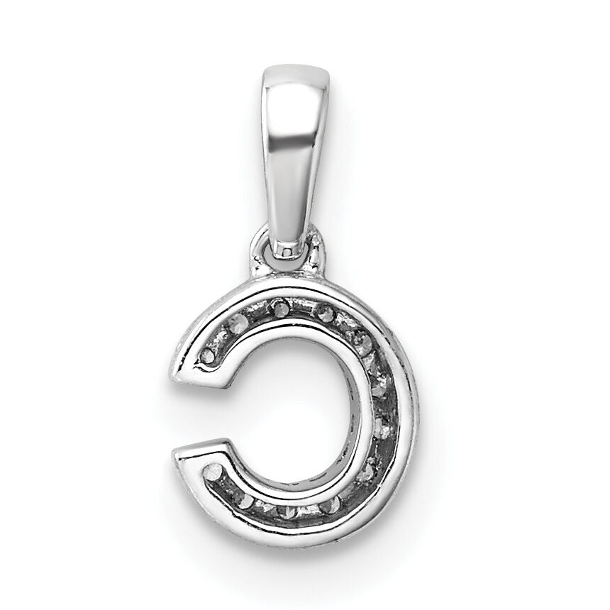 14K  White Gold Diamond Letter C Initial with Bail Pendant-PM9797C-005-WA