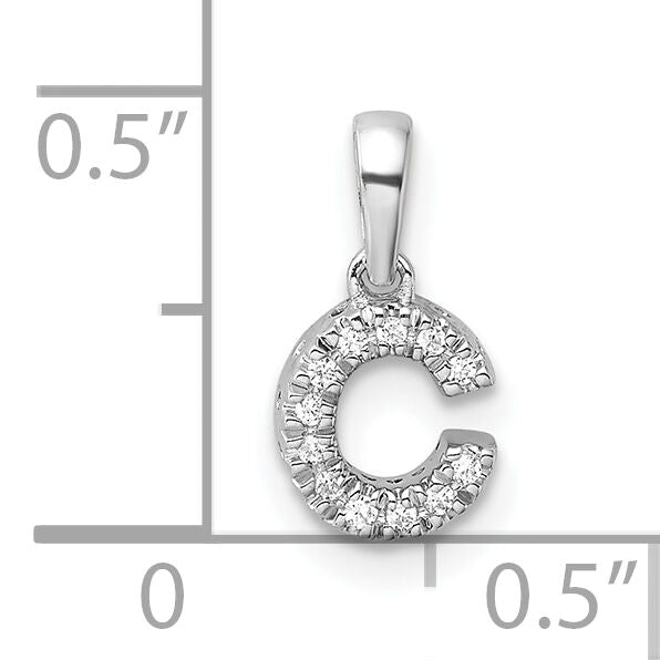 14K  White Gold Diamond Letter C Initial with Bail Pendant-PM9797C-005-WA