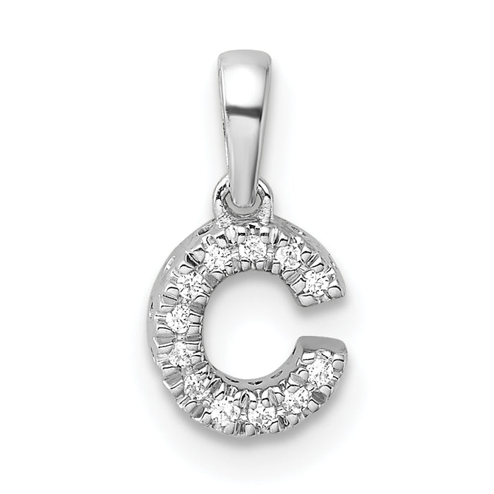 14K  White Gold Diamond Letter C Initial with Bail Pendant-PM9797C-005-WA