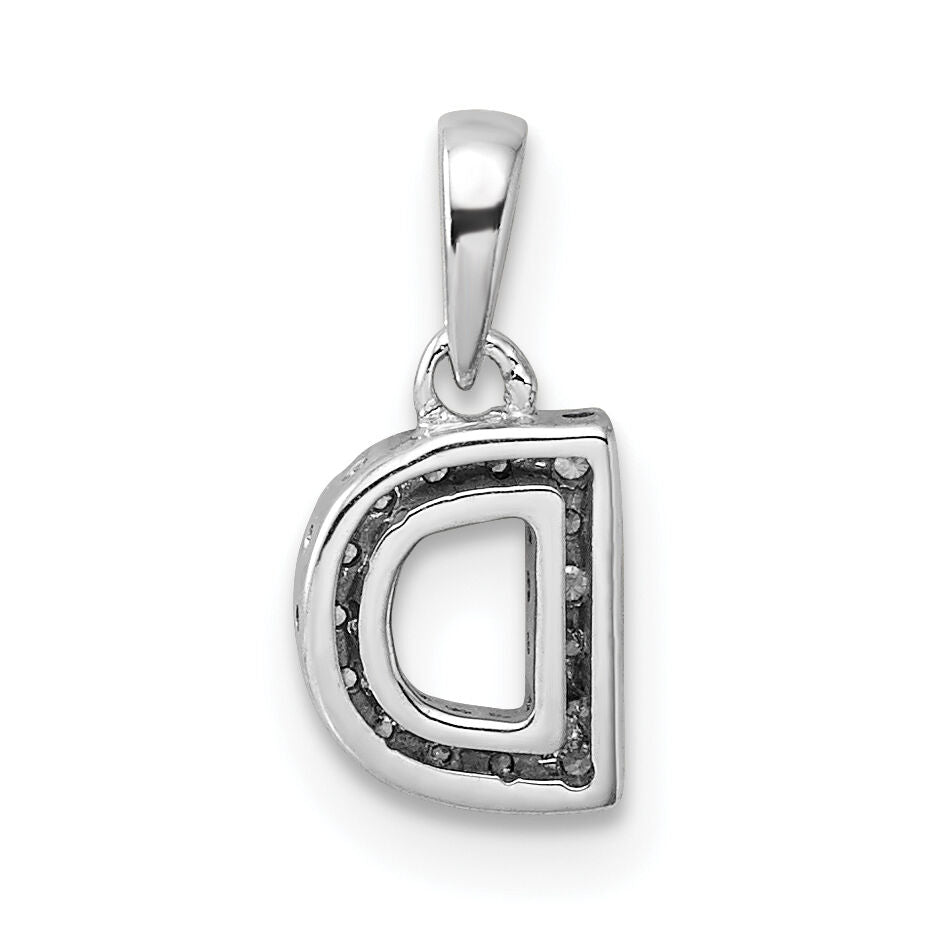 14K  White Gold Diamond Letter D Initial with Bail Pendant-PM9797D-006-WA
