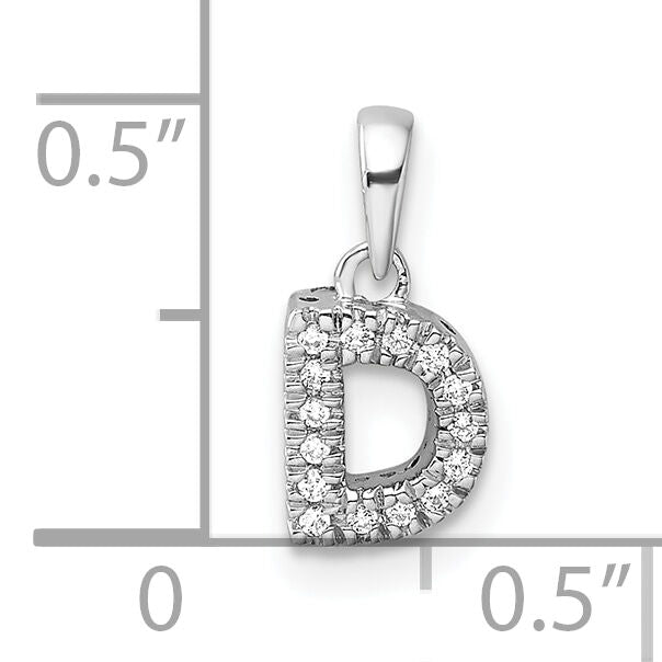 14K  White Gold Diamond Letter D Initial with Bail Pendant-PM9797D-006-WA