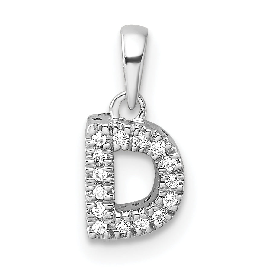 14K  White Gold Diamond Letter D Initial with Bail Pendant-PM9797D-006-WA