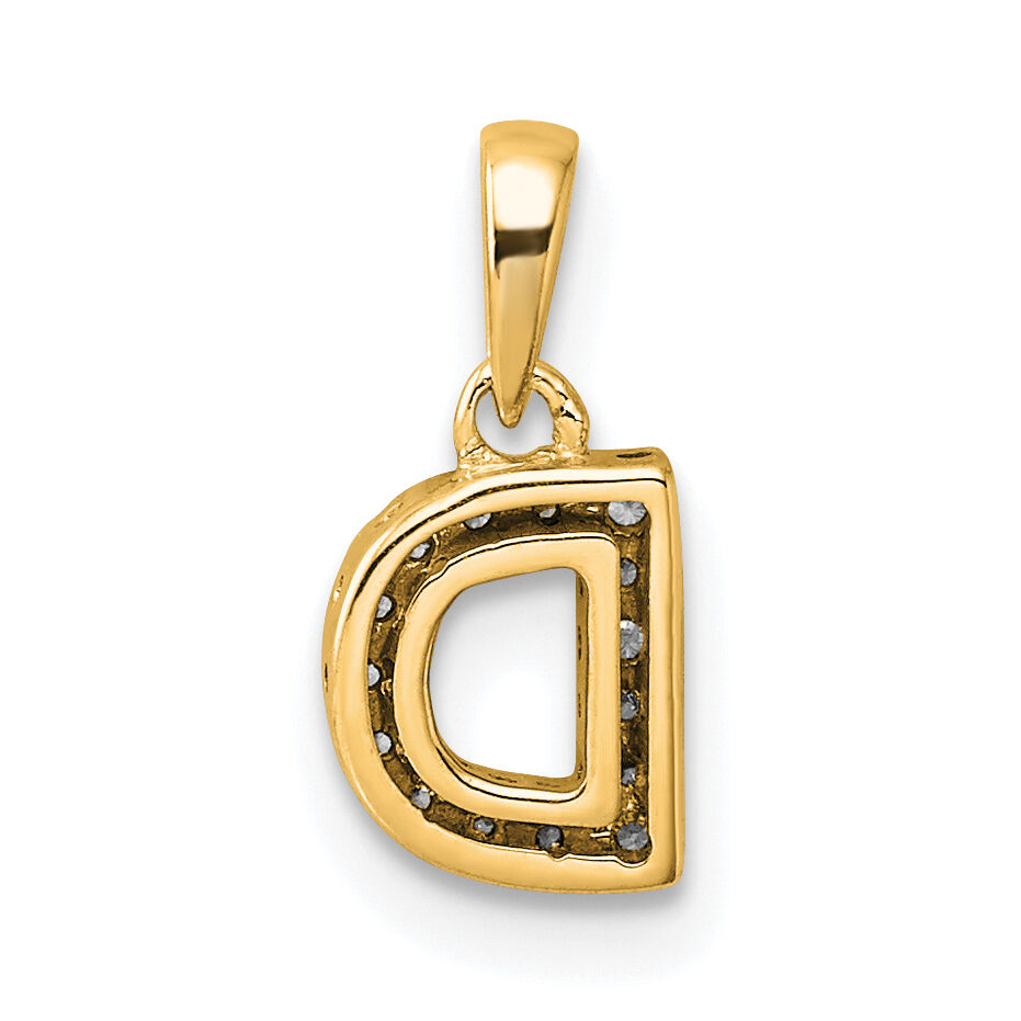 14K  Diamond Letter D Initial with Bail Pendant-PM9797D-006-YA