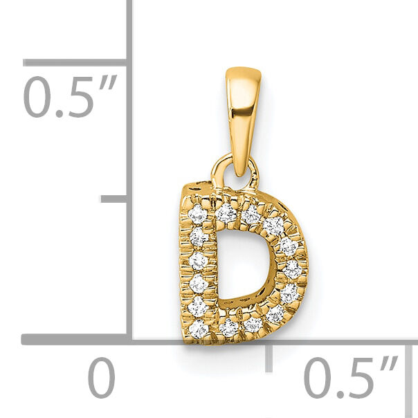14K  Diamond Letter D Initial with Bail Pendant-PM9797D-006-YA