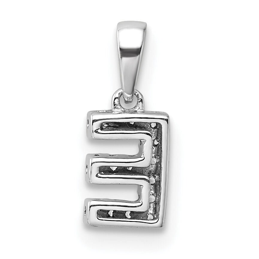 14K  White Gold Diamond Letter E Initial with Bail Pendant-PM9797E-006-WA