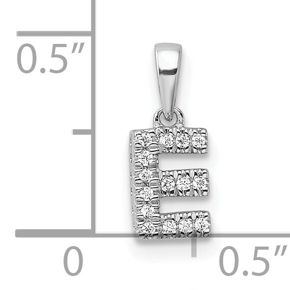 14K  White Gold Diamond Letter E Initial with Bail Pendant-PM9797E-006-WA