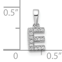 14K  White Gold Diamond Letter E Initial with Bail Pendant-PM9797E-006-WA