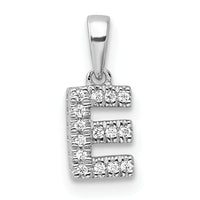 14K  White Gold Diamond Letter E Initial with Bail Pendant-PM9797E-006-WA
